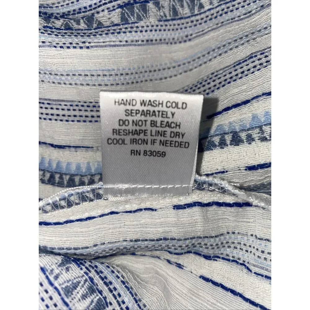Drew Anthropologie Blue White Striped Cotton Blend Button Back Tank Top Small